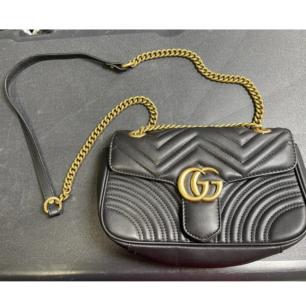 Gucci GG Marmont Leather Black Shoulder Bag/ crossbody purse - Picture 4 of 16